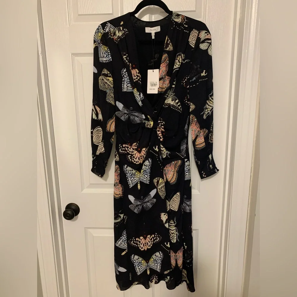 Reiss Lita Twist Front Butterfly Dress - Picture 6 of 11